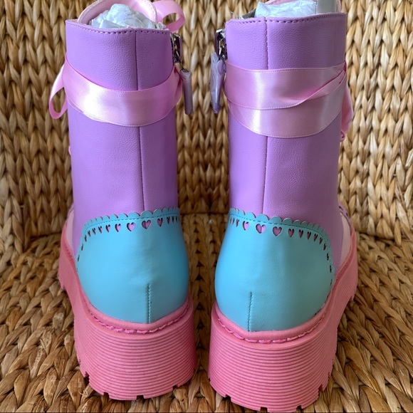 New Sugar Thrillz Bubblegum Party combat Boots - Picture 8 of 12